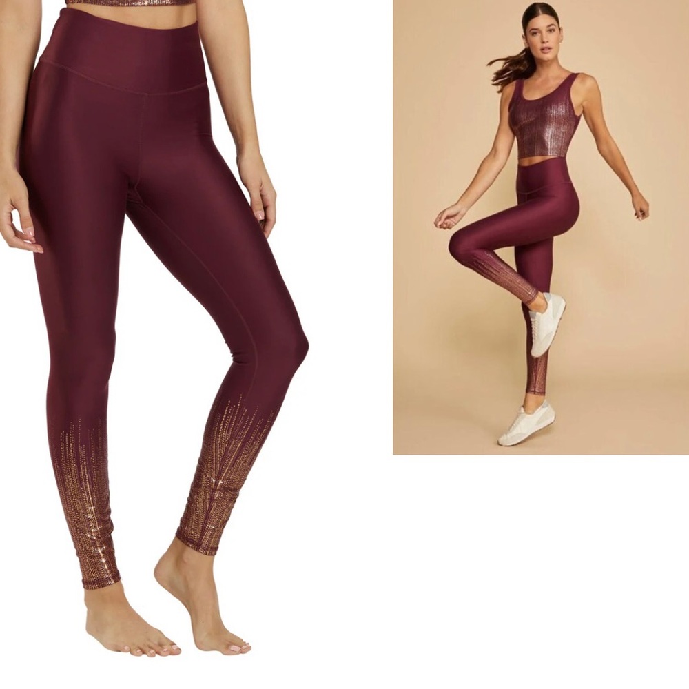 Marika Marley Metallic Leggings ✨ Grape Wine + Copper Size Medium | maroon